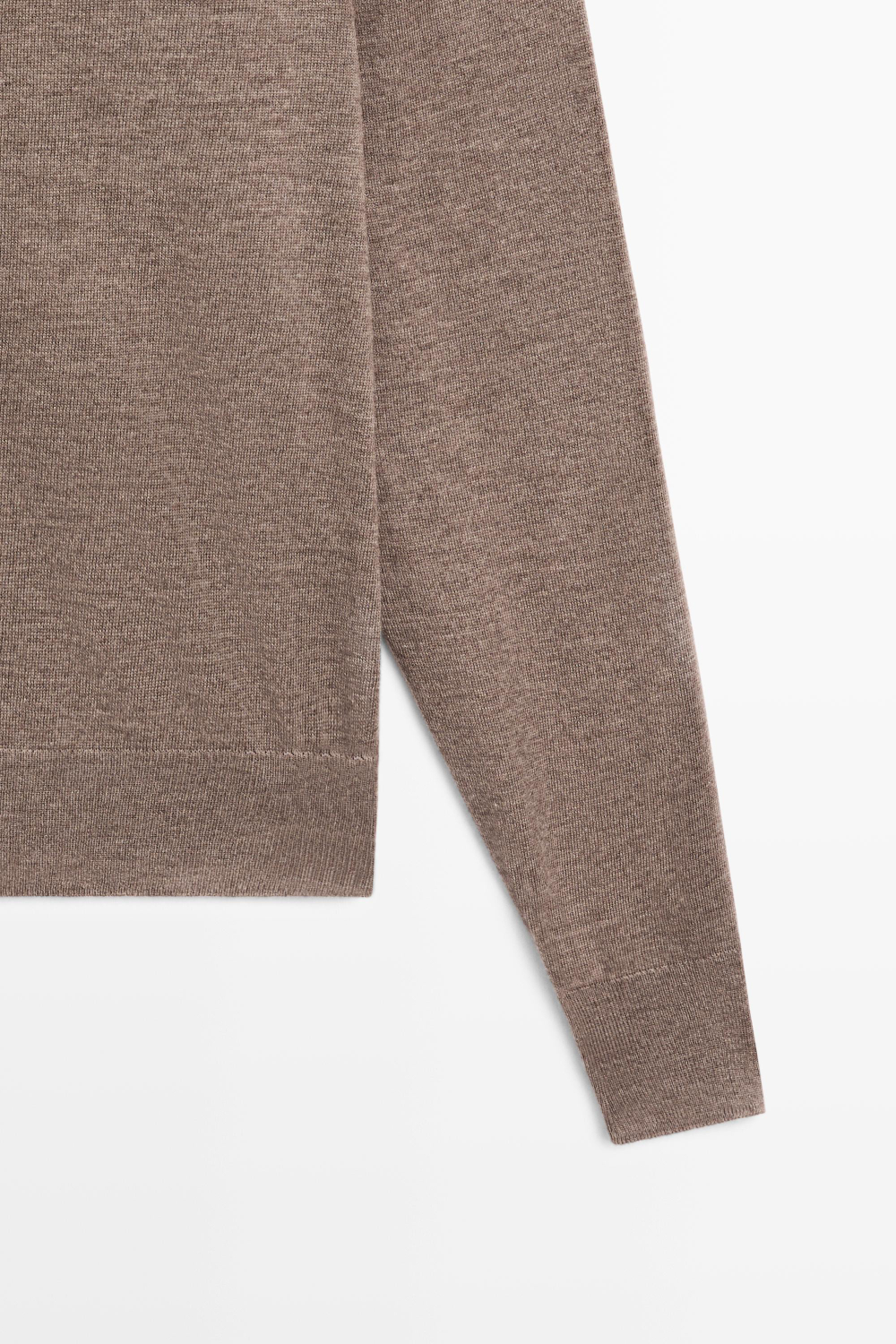 Massimo Dutti Джемпер тонкой вязки из шерсти, кротово-коричневый