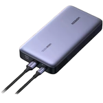 Внешний аккумулятор Ugreen (25000 мА·ч) (PB205) Проводная зарядка: 2 USB-C, USB-A. Беспроводная зарядка: нет. Есть дисплей, поддержка PD 3.1 и QC 3.0. Энергоёмкость — 90 Вт·ч. Максимальная выходная мощность — 140 Вт