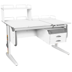 Растущая парта СУТ 25 с задними полками СУТ.15.210 и СУТ.15.240 и навесной тумбой (1200×880 мм)