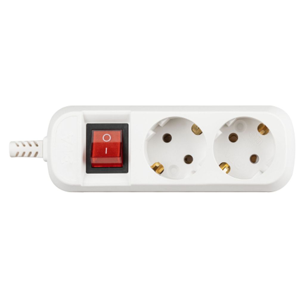 Колодка ЭРА KX-2es электрическая 2 розетки с заземлением с выключателем белая