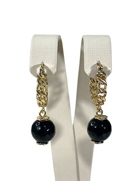 Серьги кольцо из цепи и агат