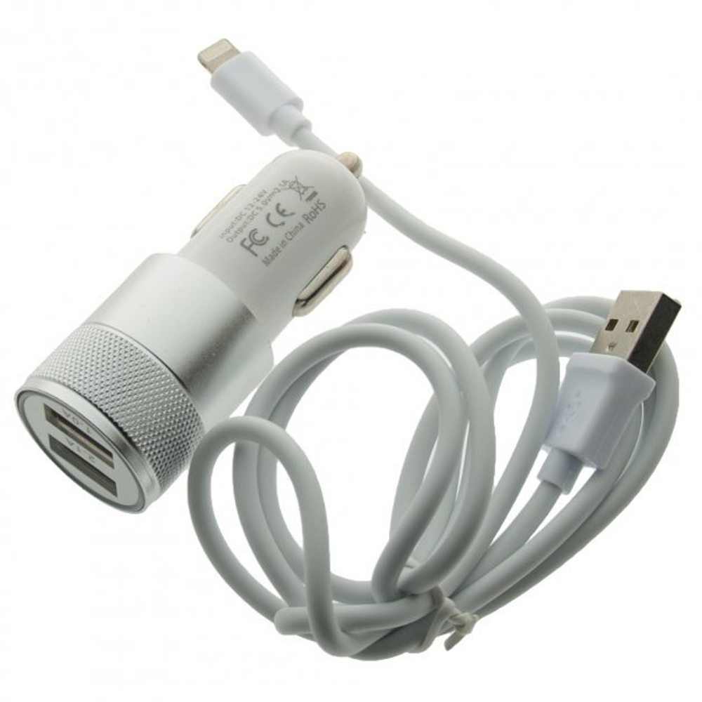 АЗУ с кабелем lightning/micro 2USB 2.1А Modocee (M3) silver