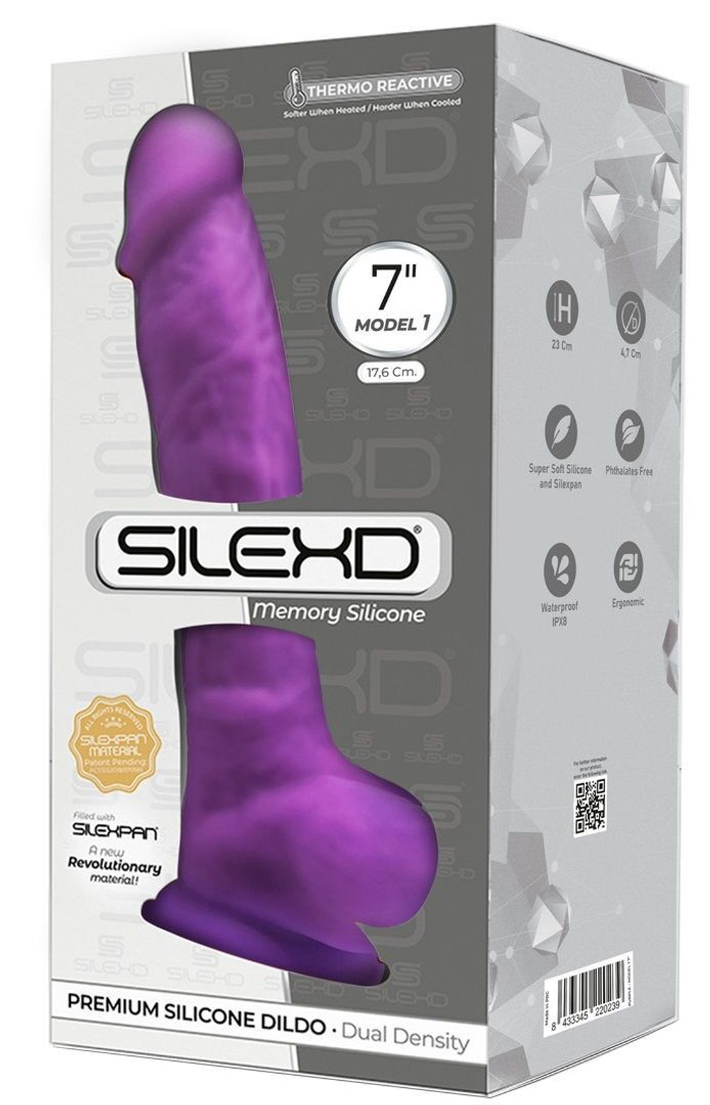 Фиолетовый фаллоимитатор SILEXD Model 1 7’’ - 17,6 см.