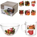 Набор посуды миска 450мл+кружка 200мл «Зимняя фантазия» 6 видов vip