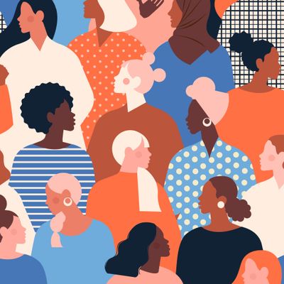 Женщины различных цветов кожи вместе.