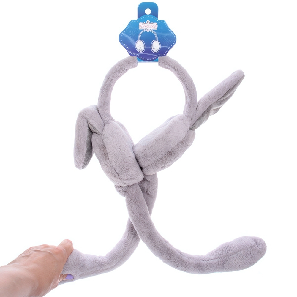 Наушники меховые с двигающимися ушками «Salon Teplo «, зайка, цвет серый топаз, ( подвес Ultramarine)