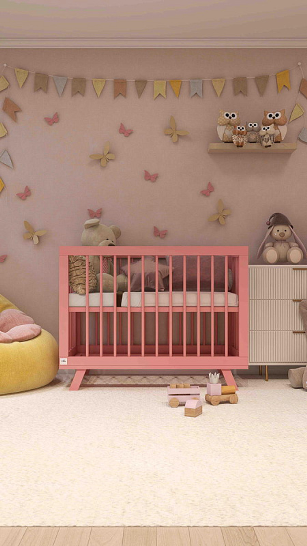 Кроватка детская Lillaland Lilla Aria с маятником Antique Pink