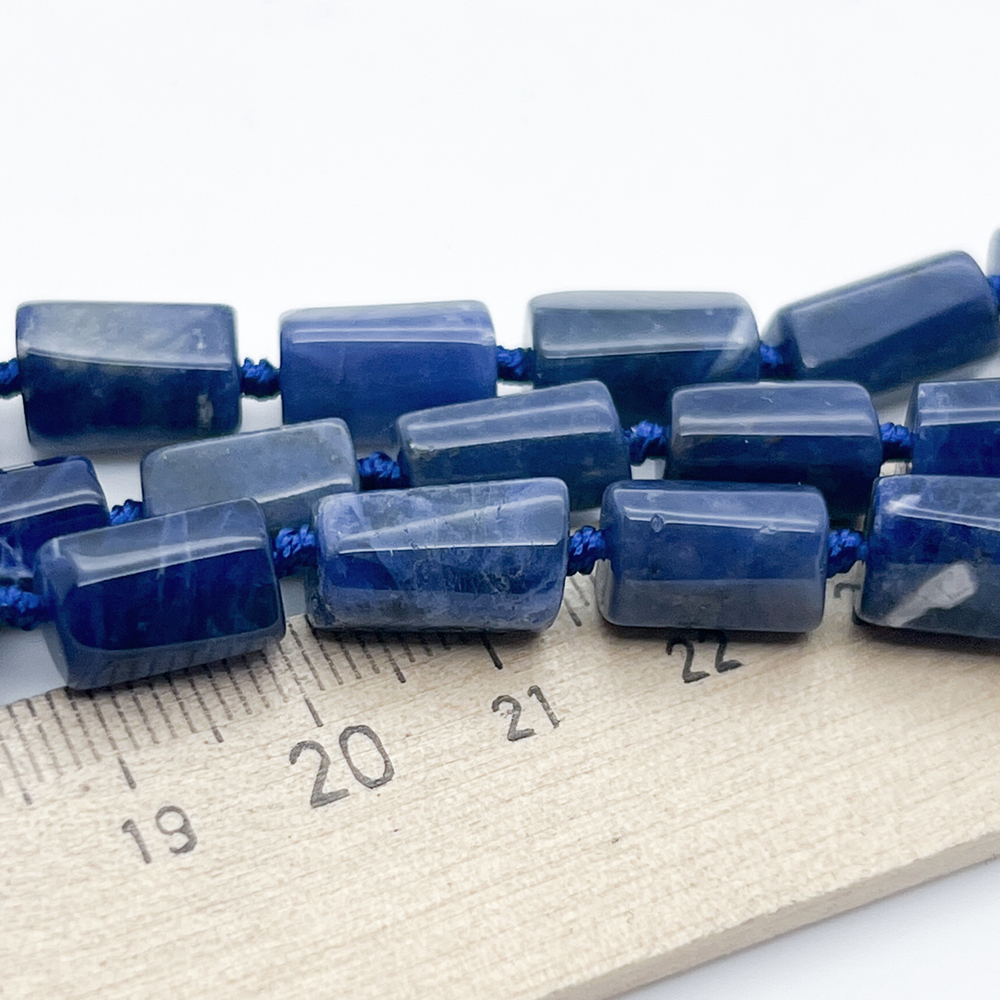 Содалит бусины, размер около 10,5-13*7-8 мм, цена за набор 6 шт