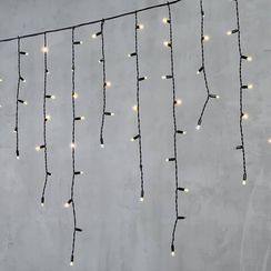 Светодиодная бахрома с колпачком 3,2*0,9 м., 180 теплых белых LED ламп, мерцание, черный провод ПВХ, IP65, LTC (PIL180BLWCAP-11-2WW)