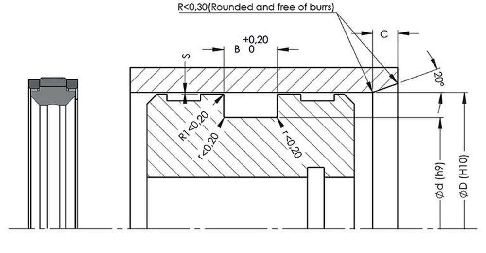 A114 100-082 Поршневое уплотнение 100-82-22,5