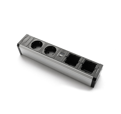 VERSAPRO Розеточный блок АЛЮМИНИЙ/ЧЕРНЫЙ