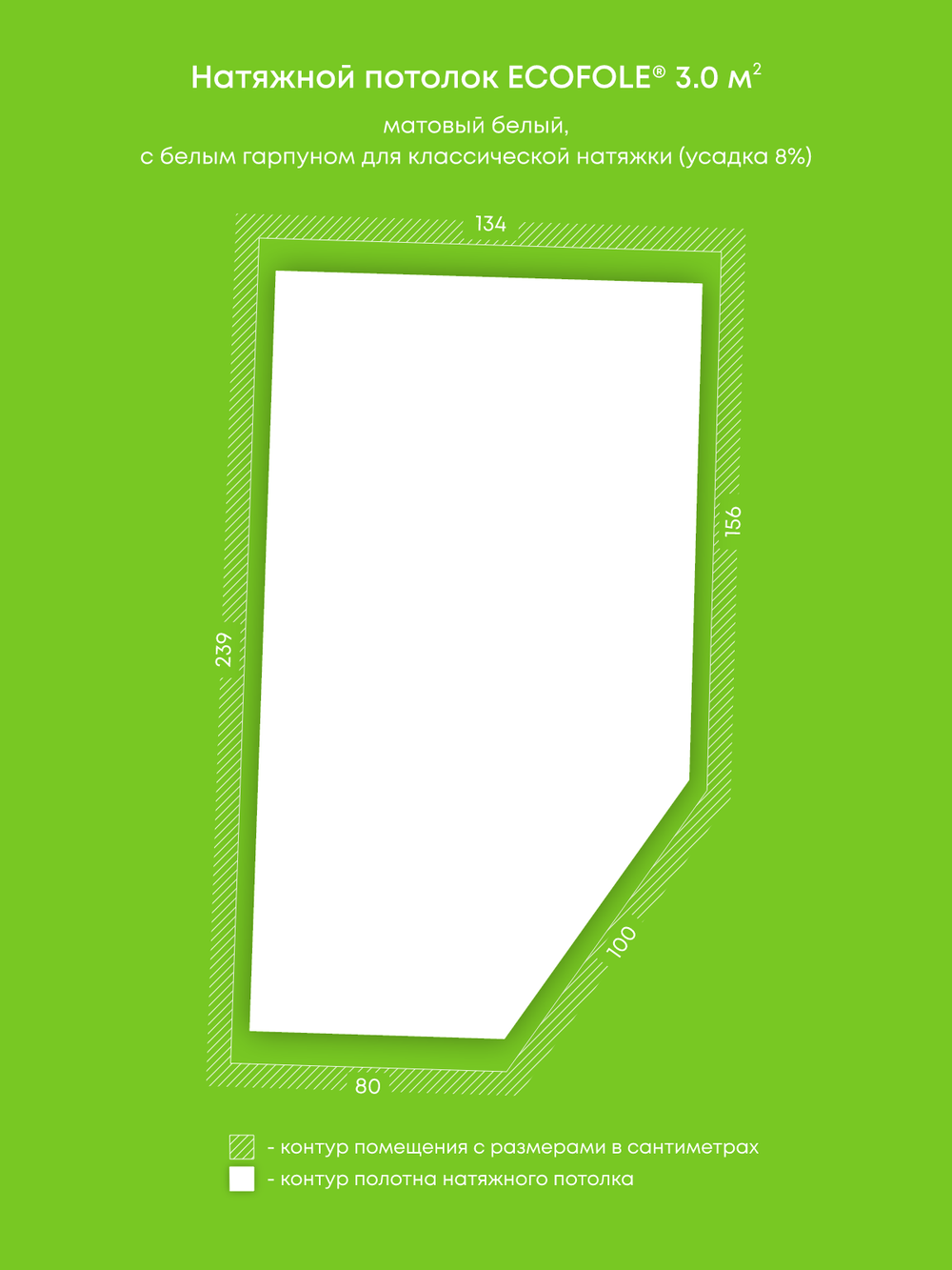 Матовый натяжной потолок 3 м2