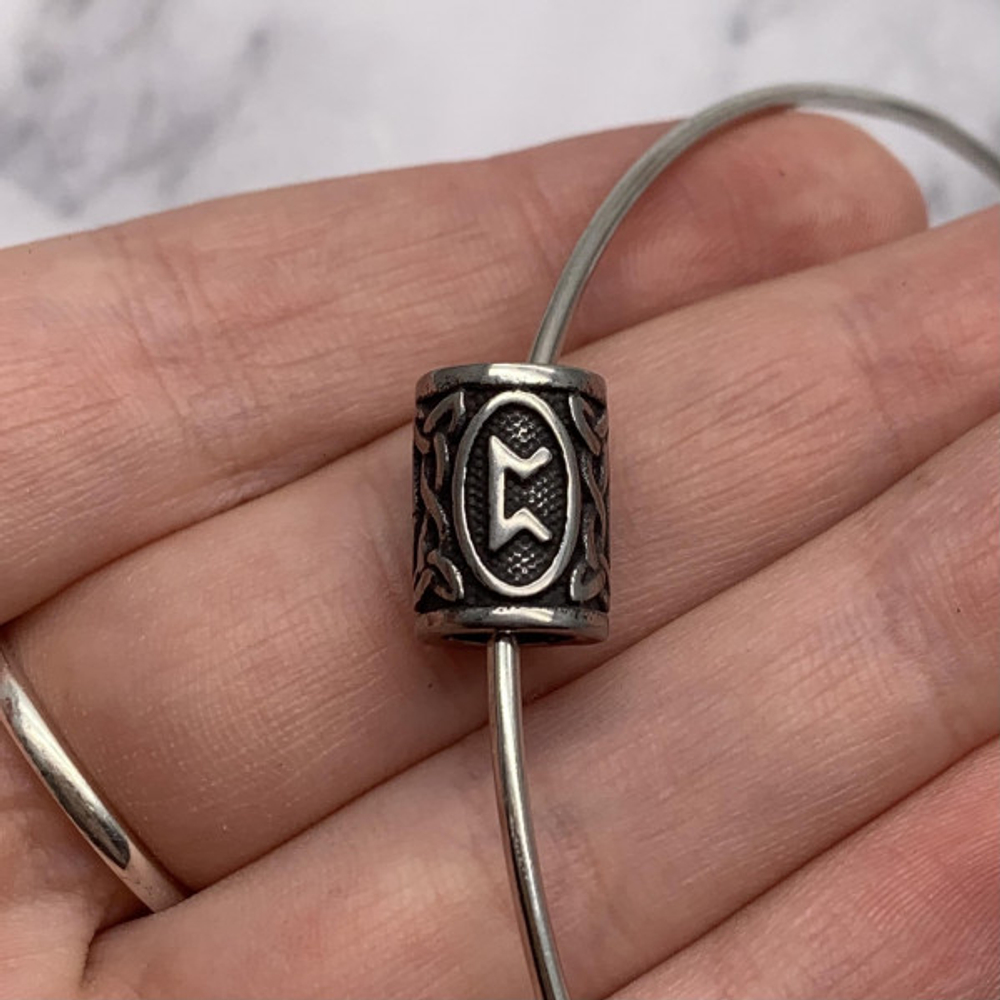 p908 Бусина "Руна Перт" 14*10мм, нерж. сталь с чернением