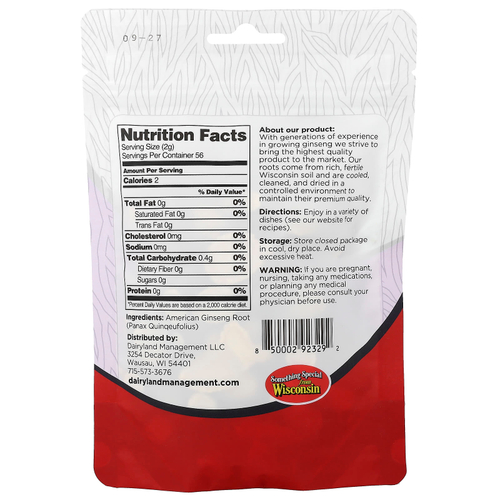 Dairyland Ginseng, американский женьшень, кусочки, 118 мл (4 унции)