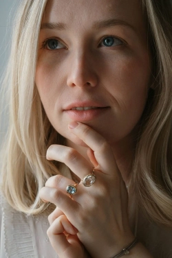 кольцо «цветок жизни» с горным хрусталем (14 мм)