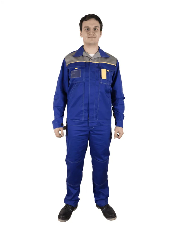 Костюм мужской летний «ДНЕПР» (куртка+полукомбинезон) цв.васильковый/светло-серый