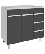 Тумба под раковину, 2 двери 3 ящика, 800, коллекция (Верона, Cersanit Como, Основной, Белый снег, Графит древесный)
