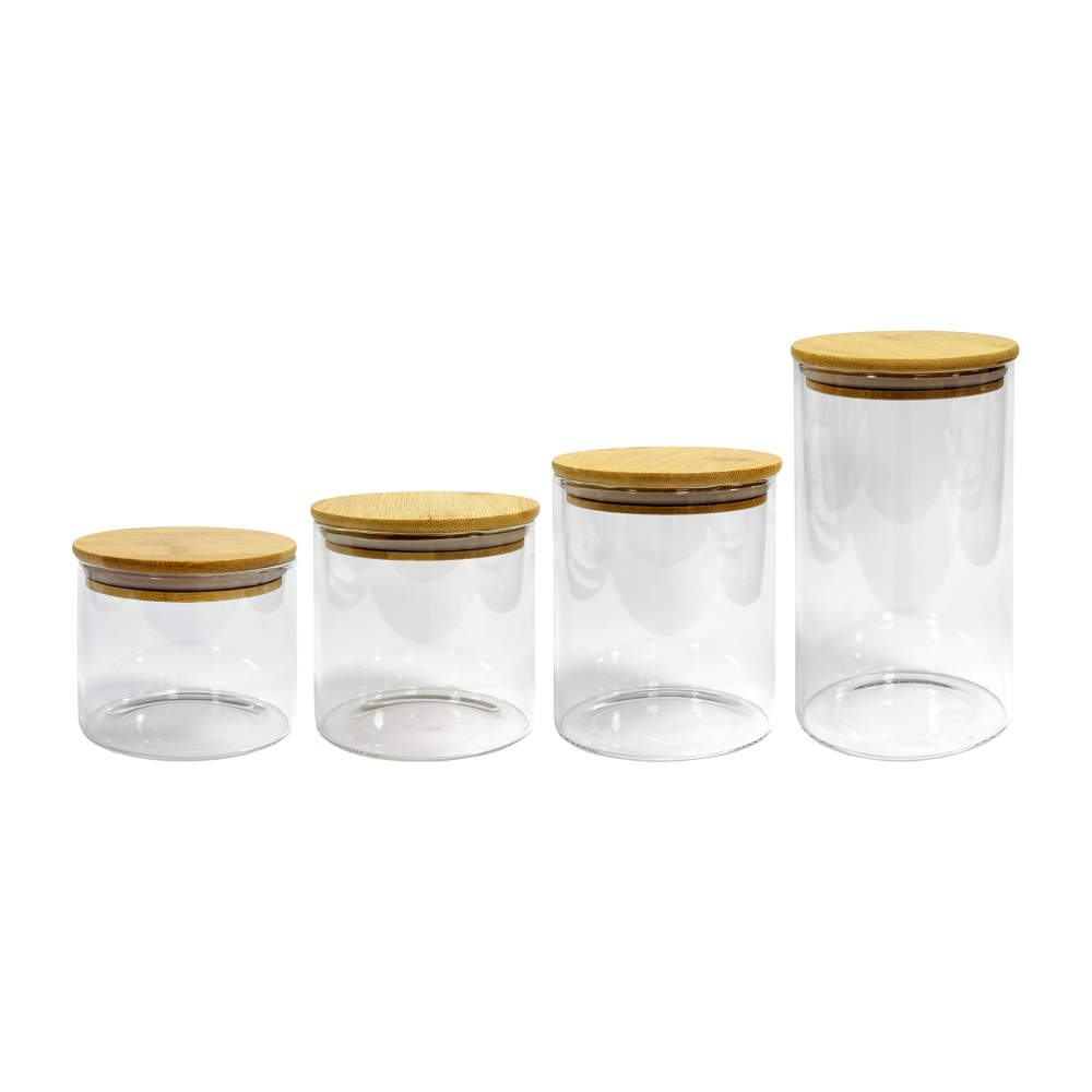 Контейнер с крышкой для сыпучих продуктов Nässla (1200ml.), контейнер-стекло, крышка-бамбук