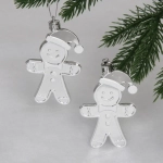 Елочные игрушки «Пряничный человечек» 8 см (набор 2 шт), Серебро