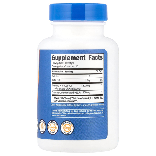 Nutricost, масло первоцвета вечернего, 1300 мг, 60 капсул