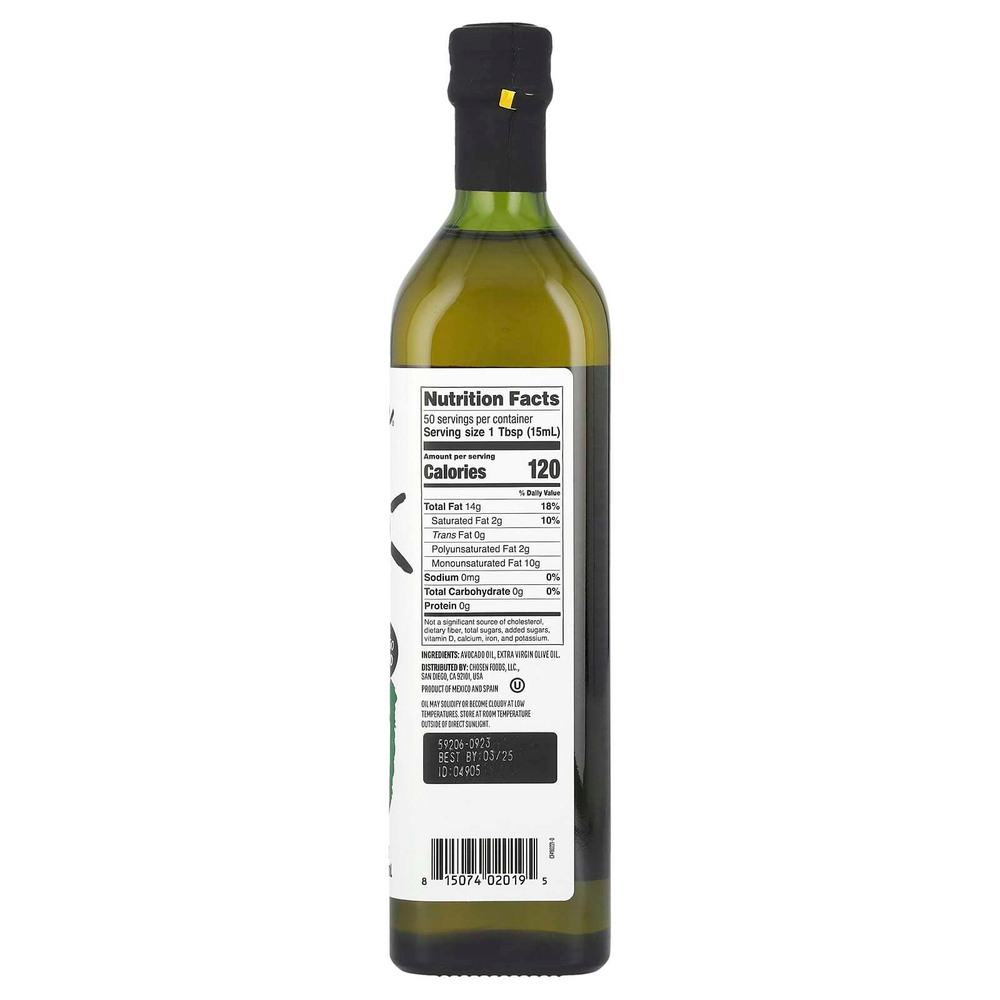 Chosen Foods, Масло авокадо и оливковое масло холодного отжима, 750 мл (25,4 жидк. унц.)