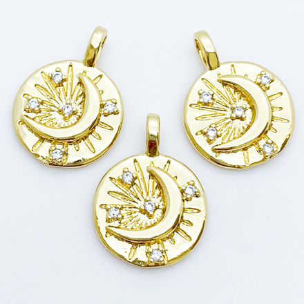 Подвеска Космос, позолота, фианиты, размер 18*13 мм, цена за 1 шт