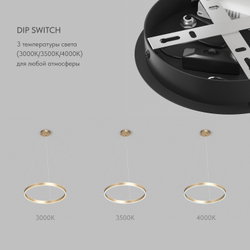 Светильник подвесной RAYDIA, 40 Вт, 3000–4000К, ?600?1500 мм, металл+акрил, матовое золото, свет вве