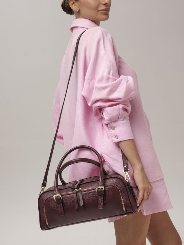 Кожаная сумка Nora DBR 31148 зимняя вишня