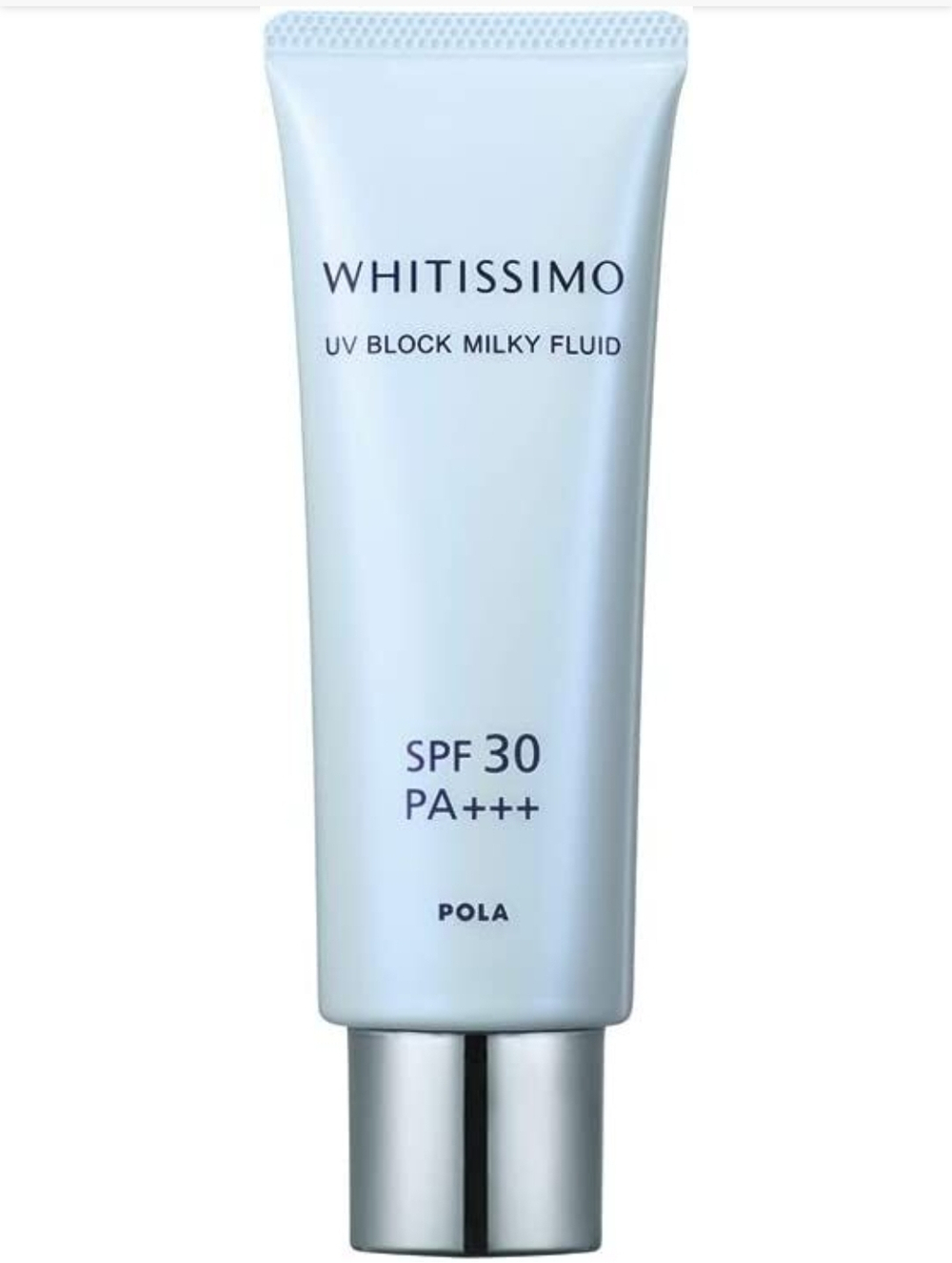 POLA Whitissimo Uv Block Milky Fluid - нежный солнцезащитный флюид для чувствительной кожи