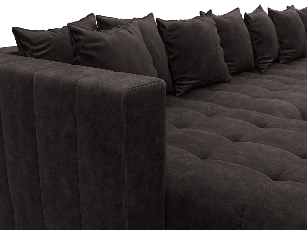 Диван П-образный Лига-052 НПБ МегаЛонг, BRUT 17 ВЕЛЮР коричневый