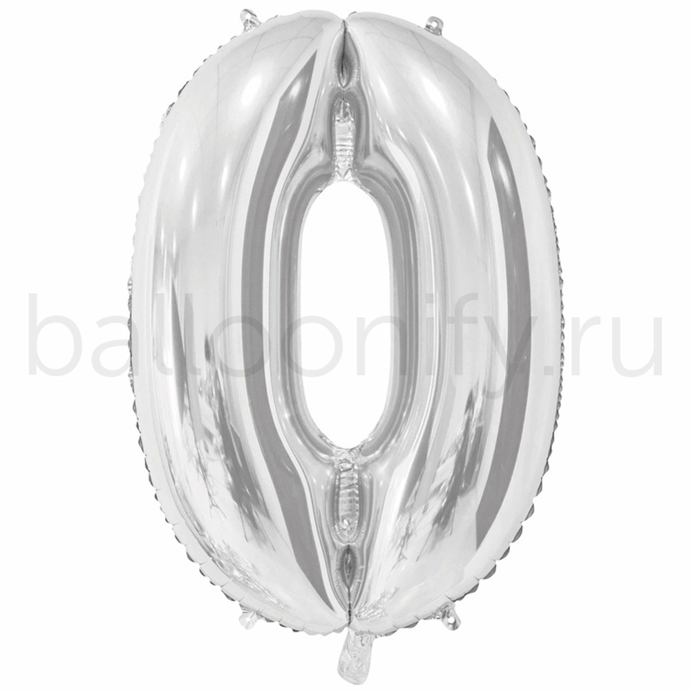 Шар ЦИФРА 0 Silver 26" 66 см