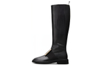 Roger Vivier Viv" Rangers Top Grain Cow Leather Knee high Boots Artistic Style Thermal Platform Metal Buckle Women"s