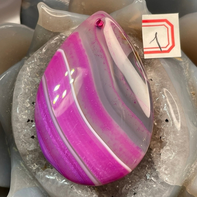 37520 Агат цветной тон. Кулон Капля 50мм