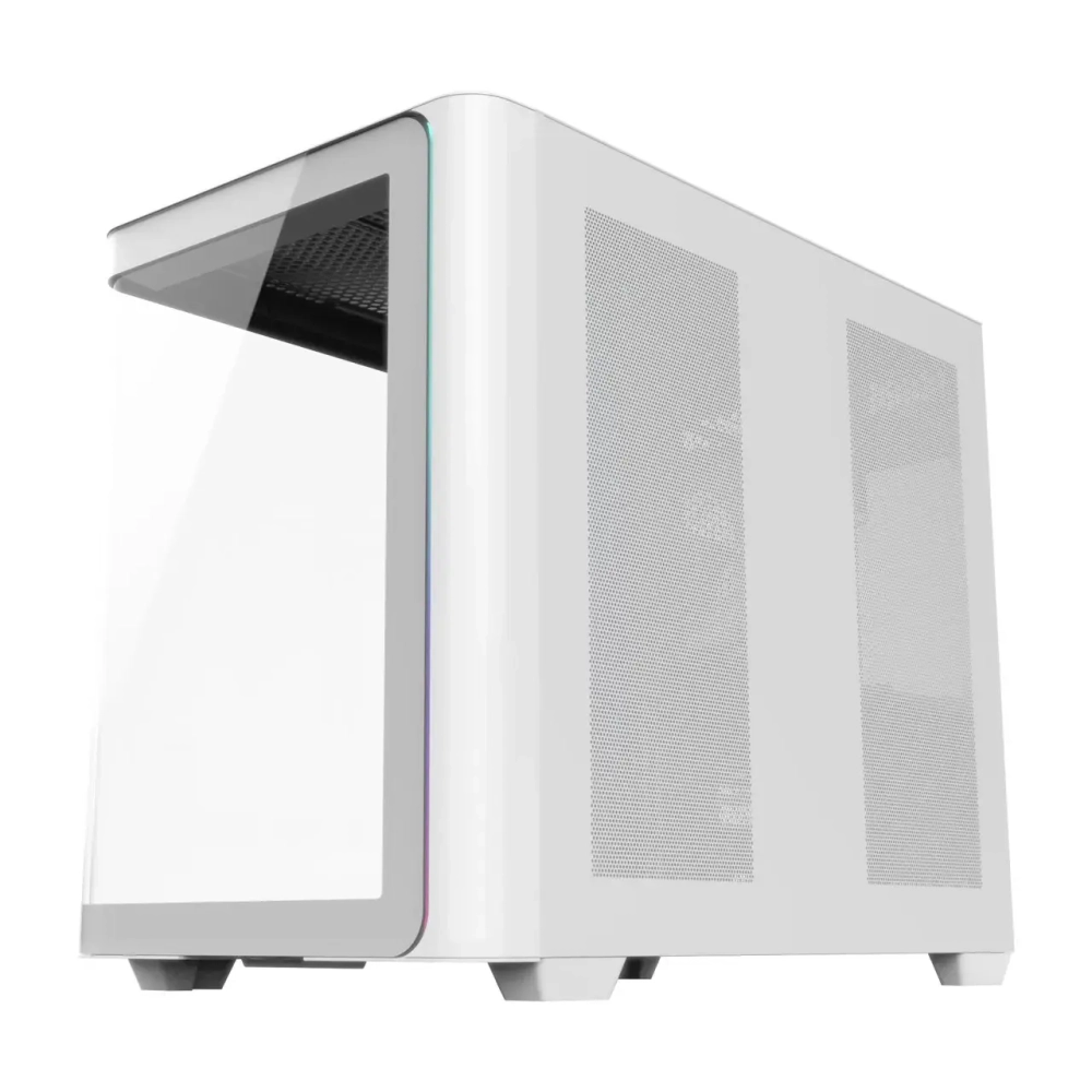 Корпус FSP M580-WP, Panoramic ATX Mid Tower, ATX(BTF), M-ATX, Mini-ITX, USB3.0 x 2, Type-C, Curved Glass, White