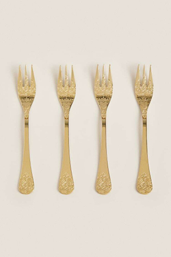ZARA HOME НАБОР ВИЛОК С РЕЛЬЕФНЫМ УЗОРОМ, ЗОЛОТОЙ