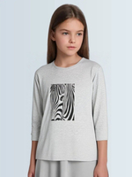 24417 Джемпер женский, рукав 3/4 с наклейкой серый меланж (54-164)