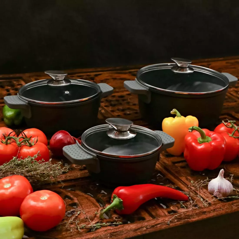 Кастрюля 4.2л 24см Kitchen Star Diamante с крышкой и силиконовыми ручками