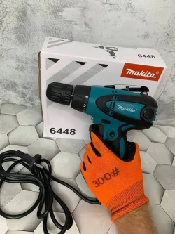 Makita Дрель-шуруповерт электрическая сетевая, щеточный инструмент 670 Вт, 25 Нм/ Мини дрель ручная, шуруповерт от сети