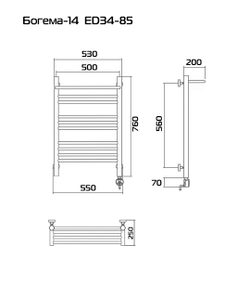 Богема-14 80х50 Электрический полотенцесушитель ED34-85
