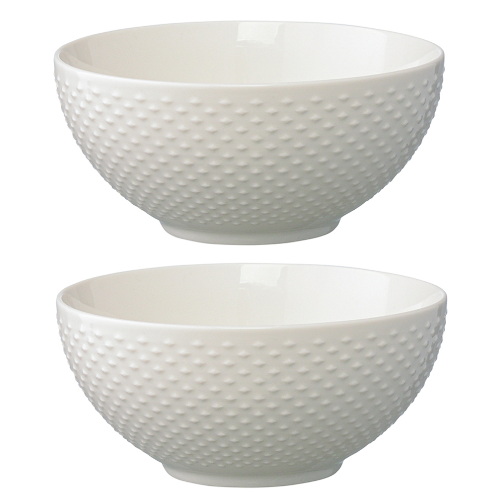 Набор из двух салатников белого цвета с фактурным рисунком из коллекции essential, 16см