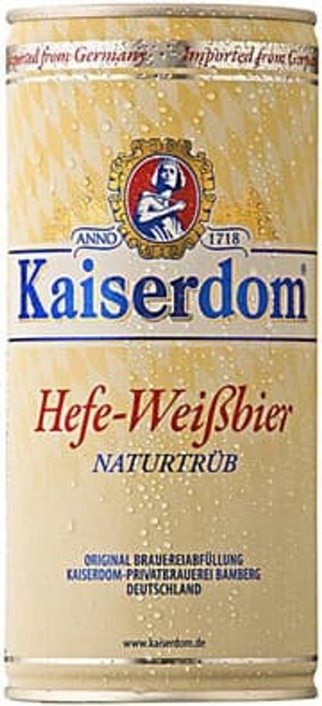 Пиво Кайзердом Нефильтрованное / Kaiserdom Hefe-Weisbier 1л - банка