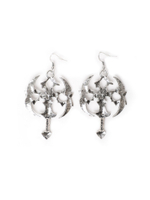 Серьги Oxdized Silver Sigil Cross Drop Earrings