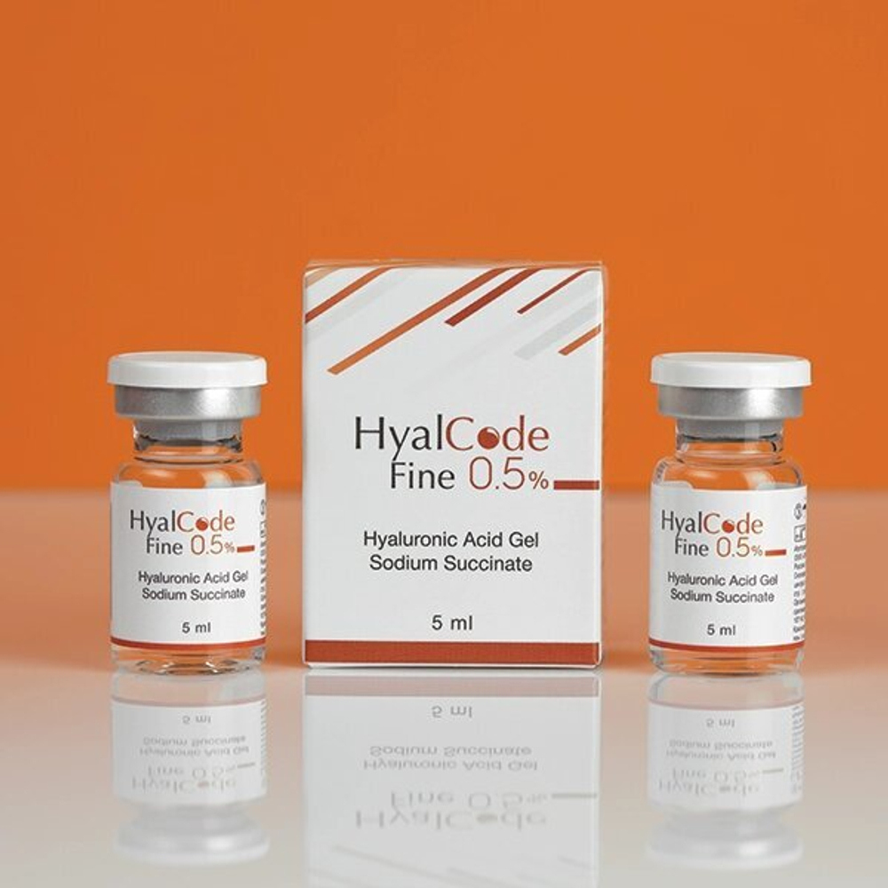 Биоревитализант Hyal Code Fine 0,5% гиалуроновая кислота 1000-1300 кДа, сукцинат натрия (янтарная кислота )1 фл. (5 мл)