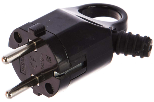 SQ1806-0006 TDM Вилка угловая с ушком с заземляющими контактами 16А 250В Черный