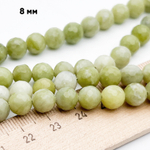 Серпентин граненый бусины, диаметр около 7,8-8 мм, цена за 12 шт (1/4 нити)