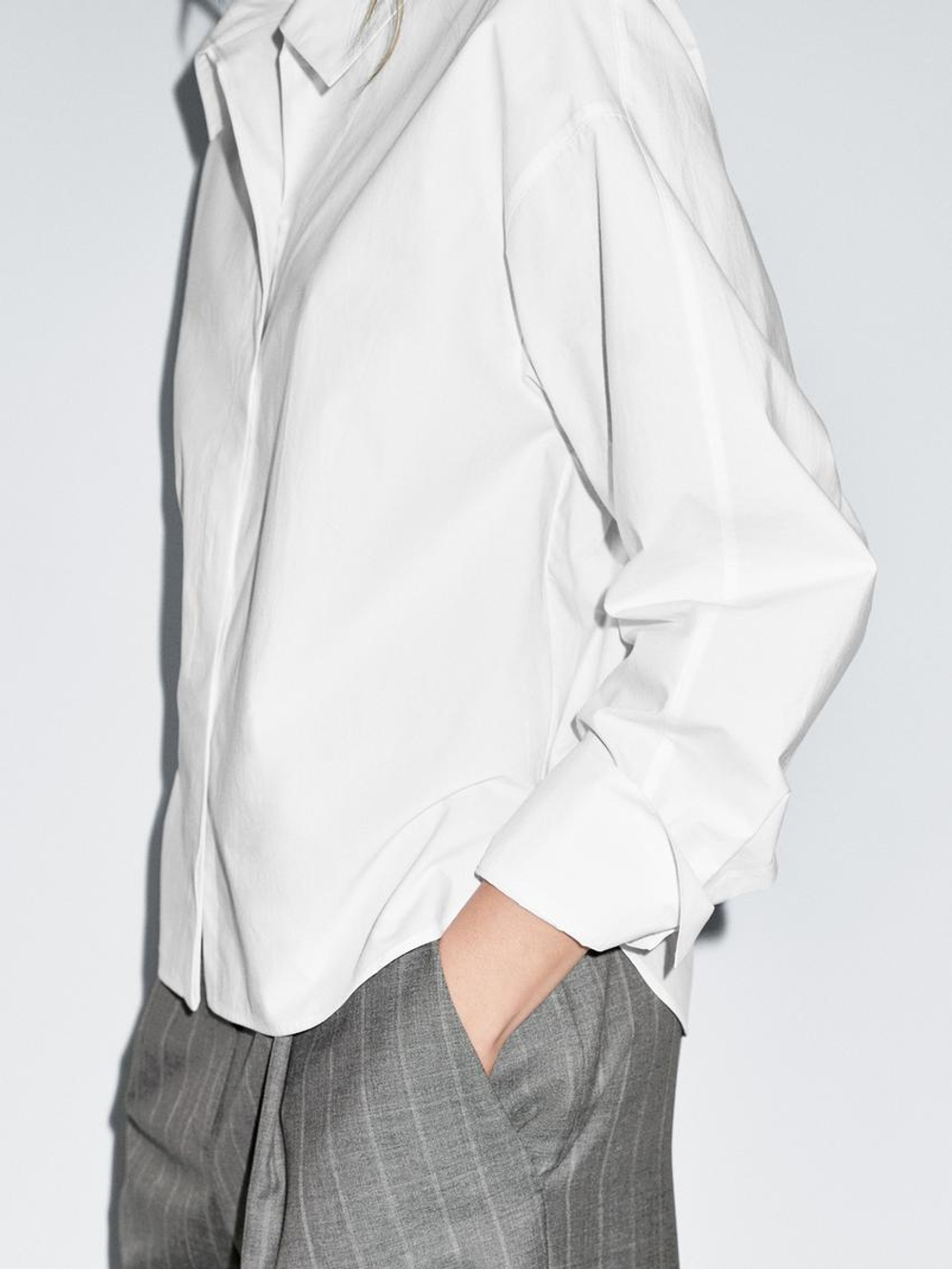 Massimo Dutti Рубашка свободного кроя из 100% хлопкового поплина, белый