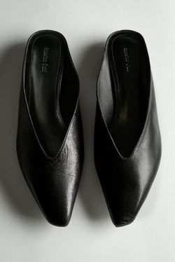 Massimo Dutti Мюли из мягкой кожи, черный