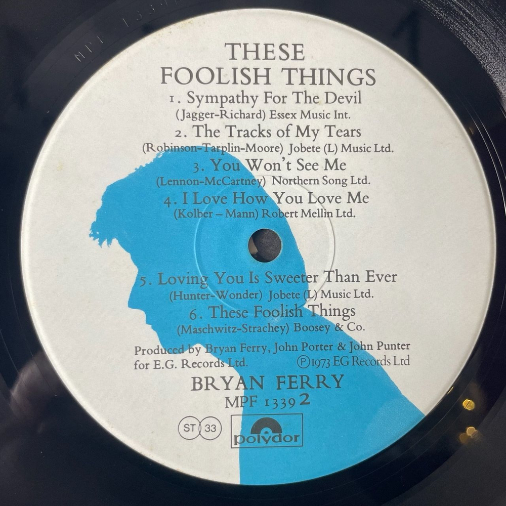 Винтажная виниловая пластинка LP Bryan Ferry These Foolish Things (Japan 1981) (No Obi) Sympathy For The Devil