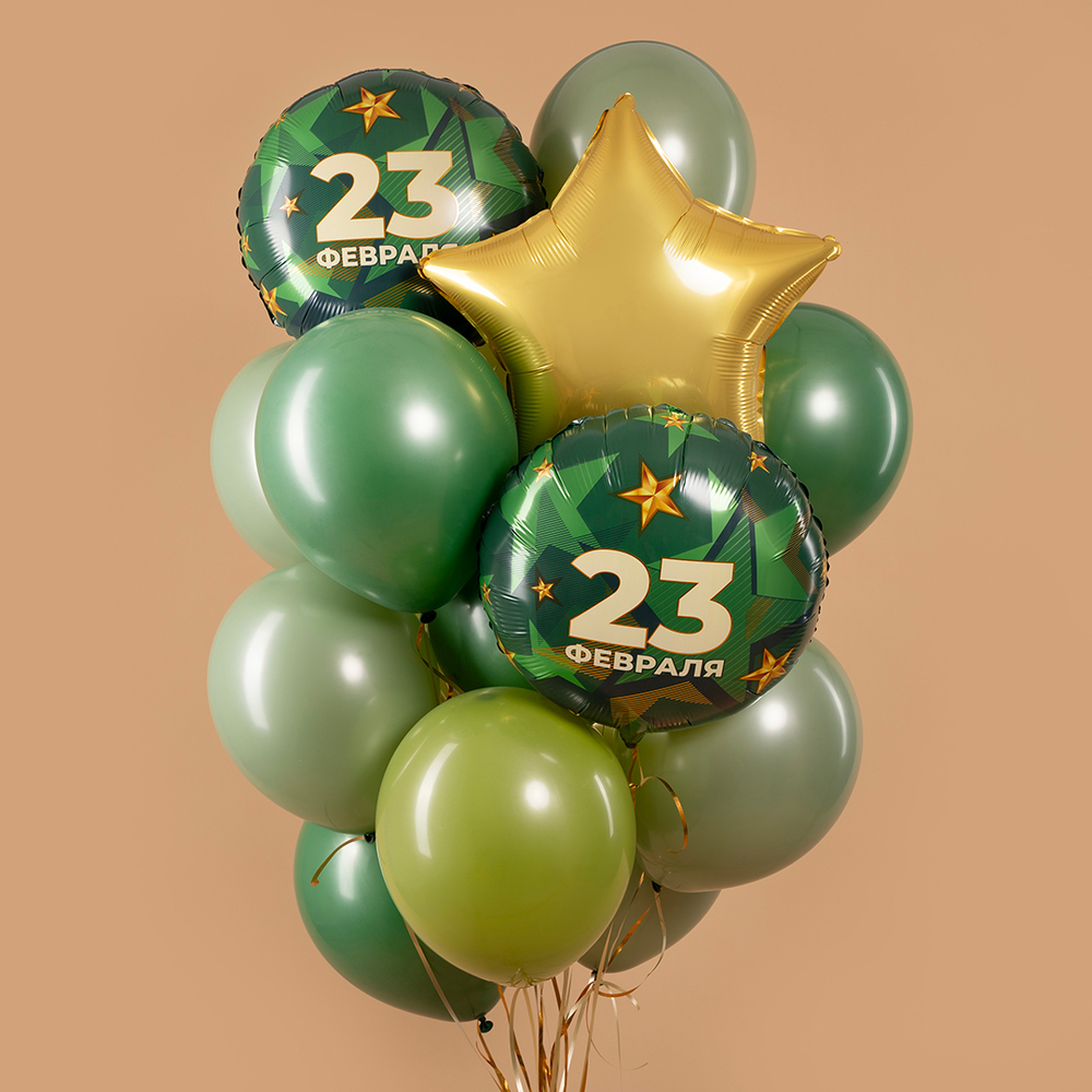 Шар Круг 23 Февраля (звезды) 18''/46 см