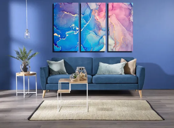 Модульная картина "Абстрактный разноцветный фактурный мрамор"